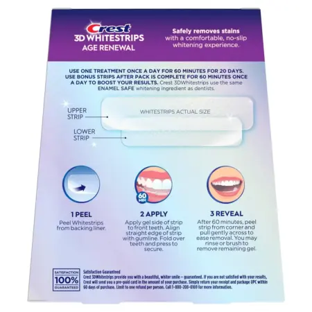 Crest Age Renew 3D White Strips Back of Box