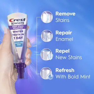 Crest Deep Stain Remover 3D White Brilliance Whitening Toothpaste Full Features